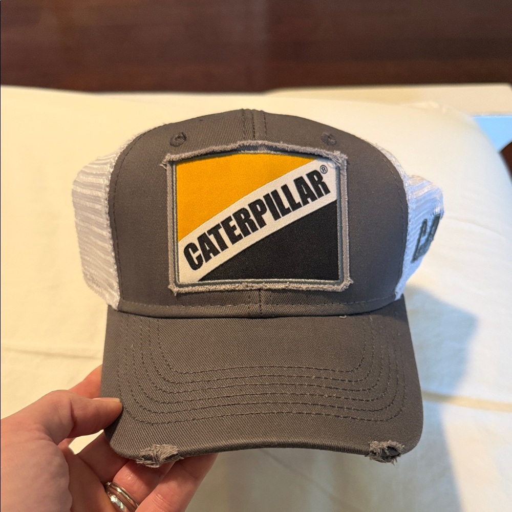 Caterpillar Gray and White Logo Cap